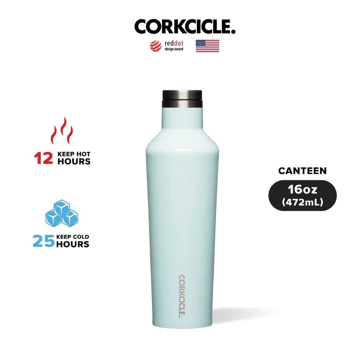 CORKCICLE : CANTEEN SEAFOAM 16 OZ