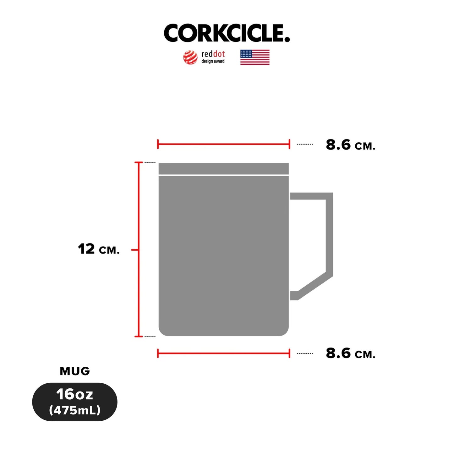 CORKCICLE : MUG GLOSS WHITE COFFEE 16 OZ