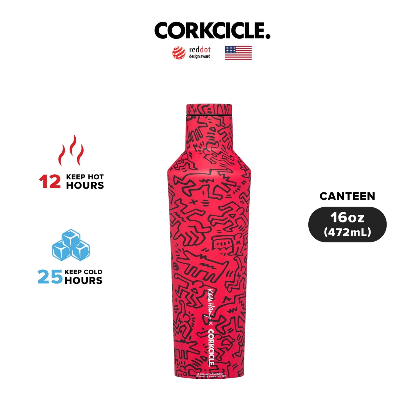 CORKCICLE : CANTEEN STREET ART KEITH HARING 16 OZ