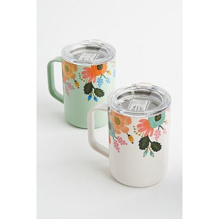 CORKCICLE : MUG RIFLE PAPER GLOSS - LIVELY FLORAL MINT 16 OZ