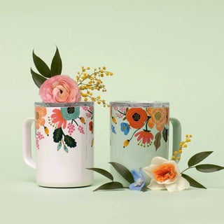 CORKCICLE : MUG RIFLE PAPER GLOSS - LIVELY FLORAL MINT 16 OZ