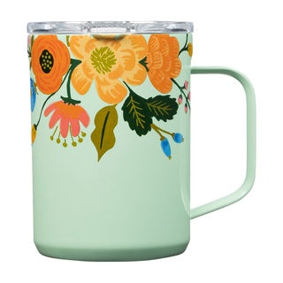 CORKCICLE : MUG RIFLE PAPER GLOSS - LIVELY FLORAL MINT 16 OZ