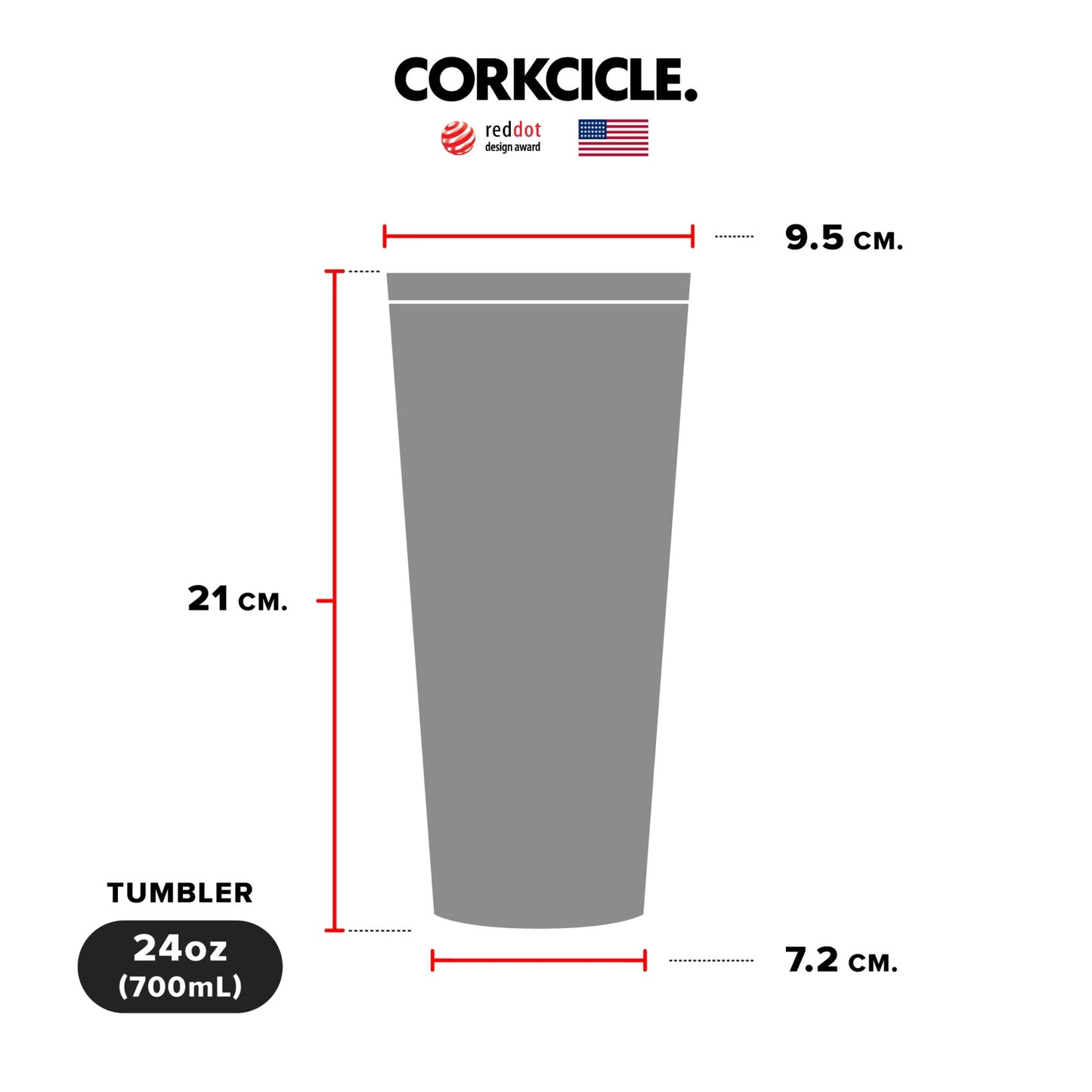 Corkcicle : TUMBLER STEEL 24 OZ