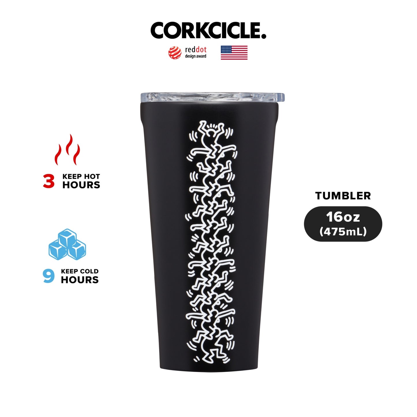 CORKCICLE : TUMBLER PEOPLE STACK KEITH HARING 16 OZ