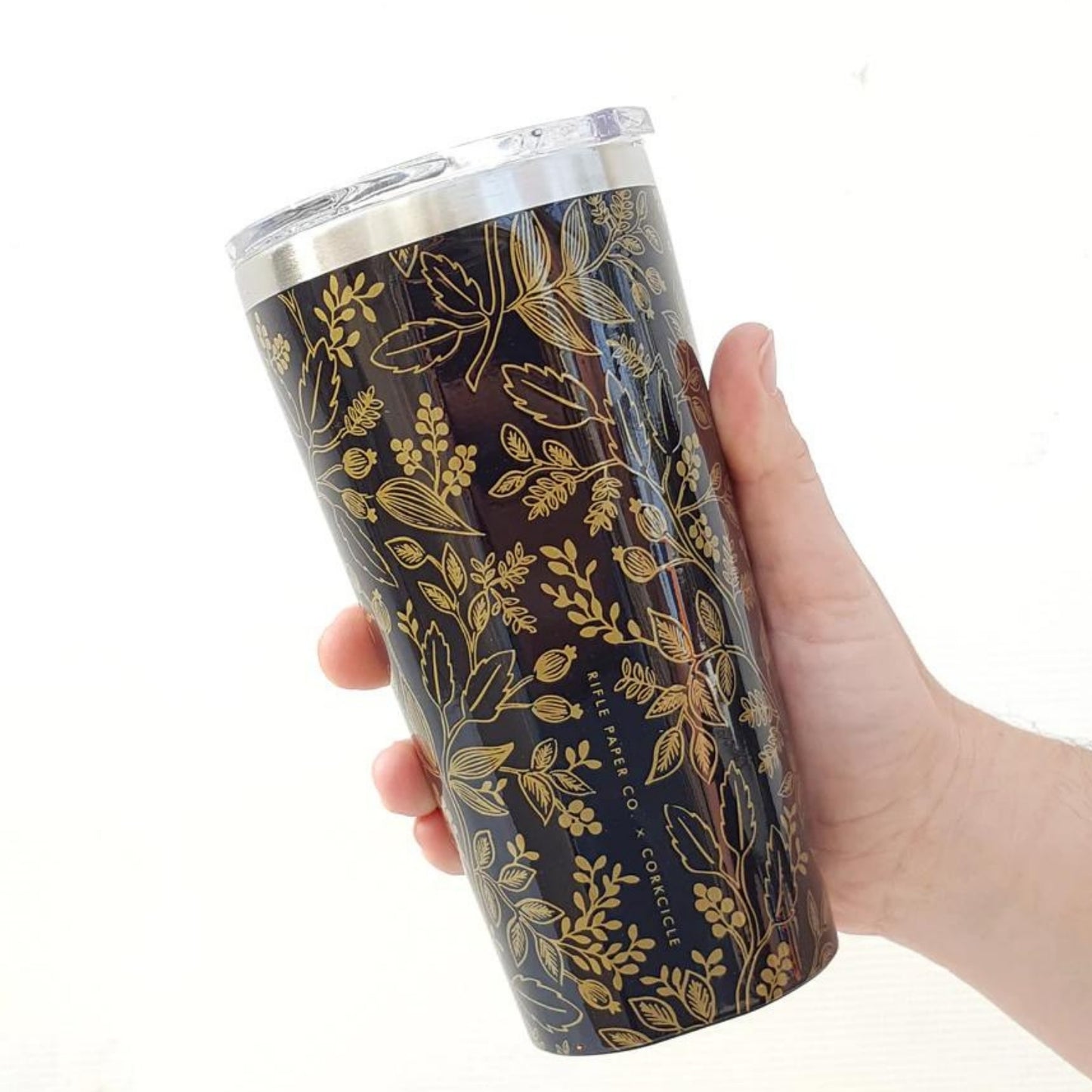 CORKCICLE : TUMBLER GLOSS BLACK QUEEN ANNE RIFLE PAPER 16 OZ